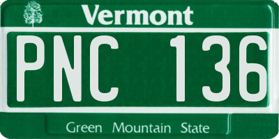 VT license plate PNC136
