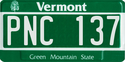 VT license plate PNC137