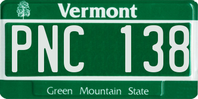 VT license plate PNC138