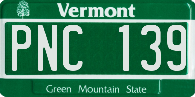 VT license plate PNC139