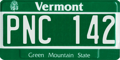 VT license plate PNC142