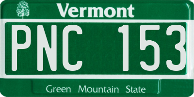 VT license plate PNC153
