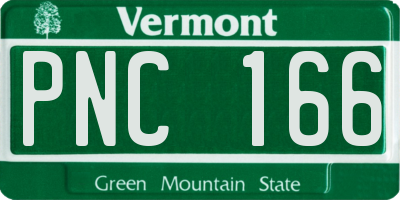 VT license plate PNC166