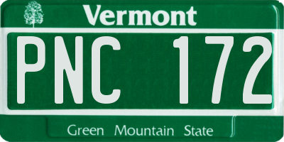 VT license plate PNC172