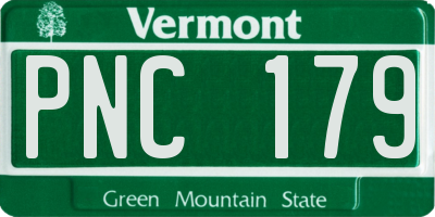 VT license plate PNC179