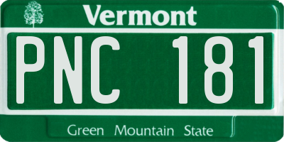 VT license plate PNC181