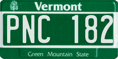 VT license plate PNC182