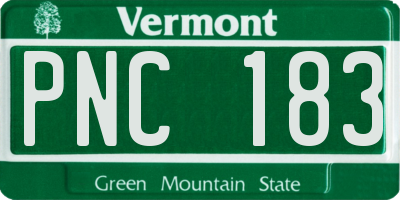 VT license plate PNC183