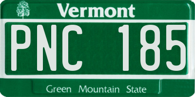 VT license plate PNC185