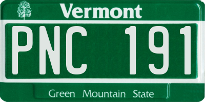 VT license plate PNC191