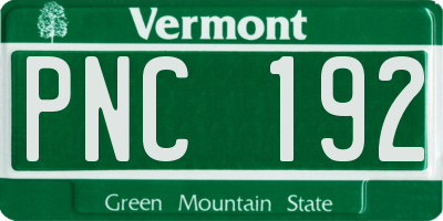 VT license plate PNC192