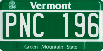VT license plate PNC196