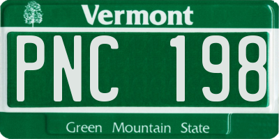 VT license plate PNC198