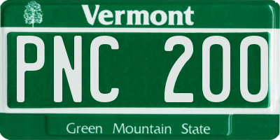 VT license plate PNC200