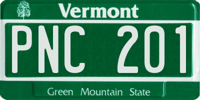 VT license plate PNC201