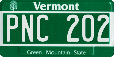 VT license plate PNC202