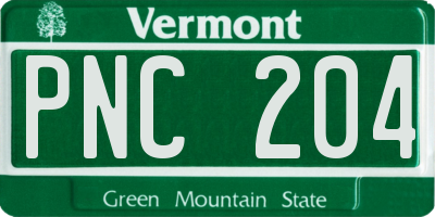 VT license plate PNC204