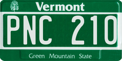 VT license plate PNC210