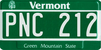 VT license plate PNC212