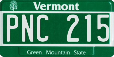 VT license plate PNC215