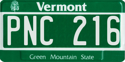 VT license plate PNC216
