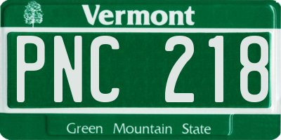 VT license plate PNC218