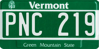 VT license plate PNC219