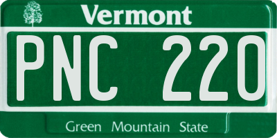 VT license plate PNC220