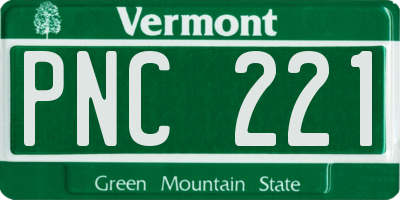 VT license plate PNC221