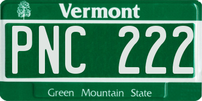 VT license plate PNC222
