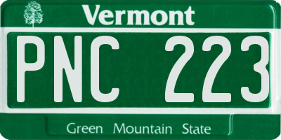 VT license plate PNC223