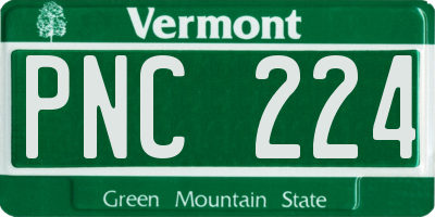 VT license plate PNC224