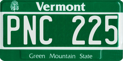 VT license plate PNC225
