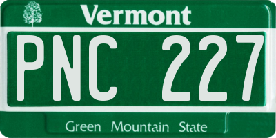 VT license plate PNC227