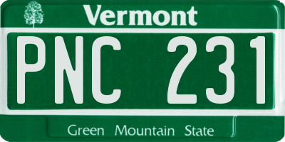 VT license plate PNC231