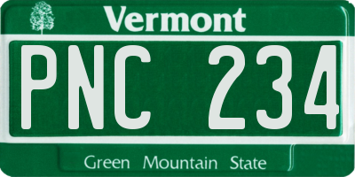 VT license plate PNC234