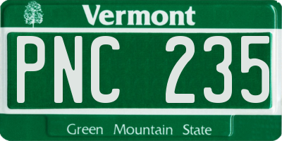VT license plate PNC235