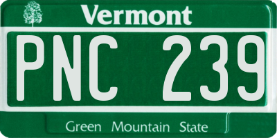 VT license plate PNC239