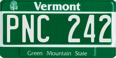 VT license plate PNC242