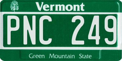 VT license plate PNC249