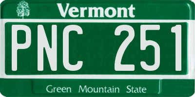 VT license plate PNC251