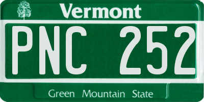 VT license plate PNC252