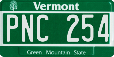 VT license plate PNC254