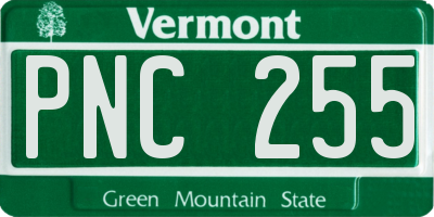 VT license plate PNC255