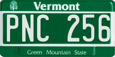 VT license plate PNC256