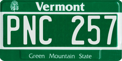 VT license plate PNC257