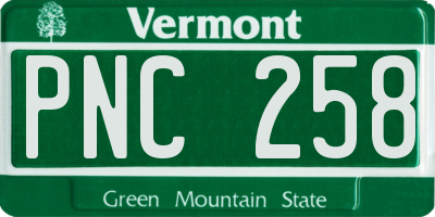 VT license plate PNC258