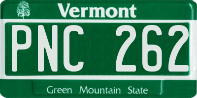 VT license plate PNC262