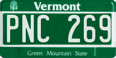 VT license plate PNC269