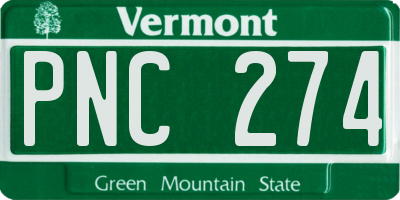 VT license plate PNC274